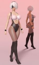 3d 3d_(artwork) big_ass big_breasts big_butt blindfold breasts nier nier:_automata nier_(series) pin3d socks solo solo_female sports_bra sportswear tagme yorha_2b