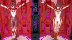 2girls 3d defeated defeated_heroine minato_asahi_(grigio) rule_63 trapped ultraman_(franchise) ultraman_orb ultrawoman_grigio