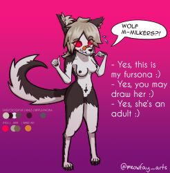 1girls anthro bandage_on_nose boob breasts female fur furry furry_breasts furry_legs furry_tail fursona hellhound loocy_(lucy_liskova) lucy_liskova_(artist) naked naked_female nervous nervous_sweat nude nude_female reference_image reference_sheet shoulder_length_hair snout wolf wolf_girl