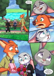 2boys a_fun_threesome_(comic) anthro bbmbbf clothing comic disney furry jack_savage judy_hopps nick_wilde palcomix zootopia