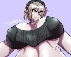 alternate_version_available below_view bikini bikini_top breasts danganronpa danganronpa_3 female_only large_breasts nipple_bulge spicezeros straight_hair toujou_kirumi