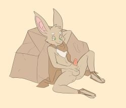 2023 anthro balls bat big_ears cape clothing footwear genitals green_eyes hi_res male mammal masturbation metal_(artist) penis rock sandals sitting solo turo_of_akesh