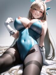 1girls 2023 ai_generated asuna_(blue_archive) blue_archive bunny_club bunny_girl bunnysuit curvaceous curvy_body curvy_female curvy_figure erect_nipples female_only latex legwear leotard nipple_bulge pink_nipples seductive_eyes seductive_look stable_diffusion voluptuous voluptuous_female