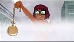 1girls accurate_art_style brown_hair casual censored censored_breasts dark-skinned_female dark_skin female glasses glasses_only human locker_room lockers naked naked_female nude nude_female pocket_watch public pursuit scooby-doo screencap screenshot short_hair shower shower_room soap soap_censor steam steam_censor velma_(series) velma_dinkley velma_dinkley_(velma)