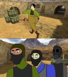 4boys animan animanstudios ass big_ass big_ass_(male) bomb c4 comedy counter-strike counter-strike_(series) dust gas_mask gay helmet huge_ass humor large_ass male male_only mask meme safe staring valve vamonos_de_fiesta_a_factory video_games walking walking_away yaoi