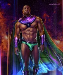 abs actor african african_male anal_sex ant-man_and_the_wasp:_quantumania biceps big_bulge bulge carlos_gzz celebrity dark-skinned_male dark_skin huge_bulge in_character jonathan_majors kang_(marvel) kang_the_conqueror looking_at_viewer male male_only marvel marvel_cinematic_universe melanin muscles muscular muscular_male nathaniel_richards pecs shirtless_male smooth_chest smooth_skin