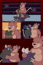 anthro arms_tied bear bondage destona furry gay hands_tied_behind_back rat tagme wrestling wrestling_ring