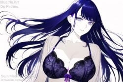 artistic contrast genshin_impact illustria lingerie purple_hair raiden_shogun