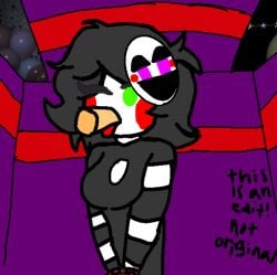 black_hair closed_eye edited_art five_nights_at_freddy's fluffy_hair inside_box k3iberx long_hair marionette_(fnaf) mask_on_head oral_sex puppet_(fnaf)