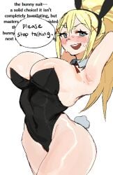 1girls 2d 2d_(artwork) 2d_artwork arched_back armpit armpits arms_up back_arch belly_button_visible_through_clothing big_ass big_breasts big_butt blonde blonde_eyebrows blonde_female blonde_hair blue_eyes blush blush_lines blushing blushing_at_viewer breasts_bigger_than_head bunny_ears bunny_girl bunny_tail bunnygirl bunnysuit cleavage cleavage_overflow clothed clothed_female clothing darkness_(konosuba) detached_collar dialog dialogue dialogue_bubble embarrassed embarrassed_female english english_text female fit_female fully_clothed fully_clothed_female hair_ornament hair_up hairband hands_behind_head hi_res hip_dips hourglass_figure huge_breasts humiliation interrupted_speech kono_subarashii_sekai_ni_shukufuku_wo! large_ass large_breasts large_butt leotard looking_at_viewer mons_pubis mound_of_venus mouth_open navel_line no_nude overflowing_breasts pale-skinned_female pale_blue_eyes pale_skin pinup_pose ponytail ponytail_female ponytail_hold pussy_mound revealing_outfit ribbon_tie shiny shiny_clothes shiny_hair shiny_skin shirt_collar sideboob small_waist soft_breasts squishy_breasts standing sweatdrop sweating sweaty_face text text_bubble thick_thighs thin_waist tight_clothes tight_clothing tight_fit tiny_waist wasp_waist white_background whoopsatro wide_hips