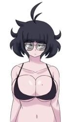 1girls animated areolae before_and_after black_bra black_hair bouncing_breasts bra breast_expansion breast_growth breast_squish bulging_breasts bursting_breasts cleavage emmarrgus glasses growth heart huge_breasts keiko_(emmarrgus) laugh loop lowres mole_on_breast mole_under_eye navel neutral_expression nipples original_character sideboob skinny sloshing_breasts small_breasts smile smiling_at_viewer sound sound_edit sound_effects swell_reads tagme tight_clothing video wardrobe_malfunction