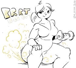 exercise fart fart_cloud fart_fetish farting female human jubb lifting_weights original solo unknown_character