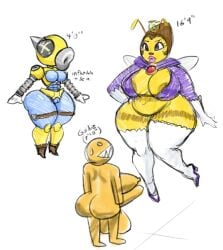 1futa 2girls antennae anthro ass bee big_ass bra breasts chain_chomp chubby cleavage colored_sketch crown curvy female female_focus fludd fryerwamez futanari gold_chain_chomp hips honey_queen huge_breasts mario_(series) penis pussy queen_bee robot robot_humanoid shortstack sketch super_mario_galaxy super_mario_sunshine thick_lips thick_thighs thighhighs white_background wide_hips wyerframez