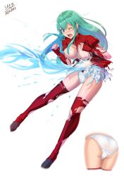 1girls ;o aqua_eyes aqua_hair artist_name ass ass_visible_through_thighs assisted_exposure attack bare_midriff bare_thighs big_ass blue_eyes blue_hair blush boots bouncing_breasts breasts breasts_out commission defeated earrings eirika_(fire_emblem) elbow_gloves empty_eyes energy exposed_breasts female female_only fingerless_gloves fire_emblem fire_emblem:_the_sacred_stones gloves highres injury jewelry kazeno long_hair magic medium_breasts midriff miniskirt motion_blur motion_lines multiple_views navel nintendo nipples one_eye_closed open_mouth panties red_gloves red_shirt saliva shirt short_sleeves simple_background skeb_commission skirt solo standing thigh_boots thighs torn_clothes torn_shirt torn_skirt underwear white_background white_panties white_skirt