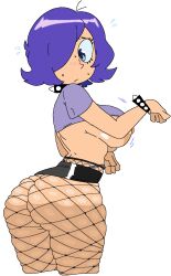 1girls ass ass_vs_breasts big_ass big_breasts blue_eyes blue_hair bottom_heavy breasts breasts_out bubble_butt clothing dream-cassette fat_ass female female_only fishnet_legwear fishnets hair_over_one_eye hi_hi_puffy_amiyumi hoshime huge_ass human large_ass neckwear nipples pale_skin punk punk_girl skindentation solo spiked_bracelet spiked_collar thick_thighs threesome transparent_background wide_hips wristwear yumi_yoshimura