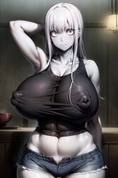 1girls absurd_res ai_generated blue_jeans closed_mouth constricted_pupils erect_nipples fate/grand_order fate_(series) hi_res house huge_areolae huge_breasts huge_nipples inside kunaboto_(style) lavinia_whateley_(fate/grand_order) mature_female milf one_hand_up pale_skin perfect_body pubic_hair shorts solo standing tank_top thick_thighs wavy_mouth wide_hips