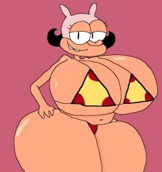 anthro bikini bunny_mask huge_breasts huge_thighs noisette_(pizza_tower) pizza_bikini pizza_tower short_hair