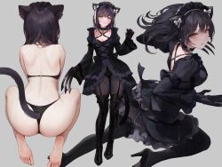 big_breasts black_hair cat_ears cat_tail chowbie high_heels maid maid_master maid_uniform nero_(maid_master) underwear