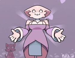 2026 2d_animation :3 ambiguous_feral ambiguous_gender animated anthro anthrofied blush blush_lines bouncing_breasts breasts cheek_tuft claws cleavage clothed clothing cross_(marking) digital_media_(artwork) domestic_cat duo eyelashes facial_tuft felid feline felis female female_anthro feral fingerpads fur handpaw heart_eyes heart_symbol loop mammal marshmallow_(mewgenics) medium_breasts mewgenics motion_tweening multicolored_body multicolored_fur no_sound open_mouth open_smile pawpads paws pink_body pink_fur purple_clothing short_playtime shoulderless_shirt smile solo spread_arms tagme tail tail_motion tailwag tuft video white_body white_clothing white_eyes