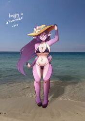 anthro beach bikini deer deer_ears deer_girl hooves sun_hat zevulpes