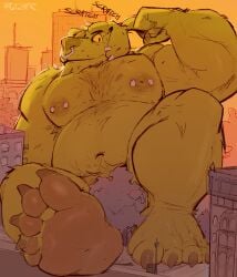 anthro bara barazoku feet furry macro male male_only muscles muscular nude razzper solo solo_male