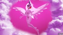 3d angel angel_wings blush breasts cloud clouds eyepatch eyeshadow female female_only hazbin_hotel kevhon lipstick looking_at_viewer nail_polish nipples nude nude_female nudity sky solo solo_female source_filmmaker vaggi_(hazbin_hotel) vaggie_(hazbin_hotel) vivienne_medrano wings