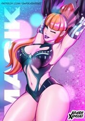 1girls alternate_version_available armpits arms_up artist_name big_breasts black_leotard blonde_hair blue_eyes breasts character_name cleavage cleavage_cutout clothing_cutout darkxenssei detached_sleeves female female_only hair headwear high_resolution highres hips leotard lips lipstick magik_(illyana_rasputin) magik_(infernal_idol) magik_(marvel_rivals) marvel marvel_comics marvel_rivals official_alternate_costume one_eye_closed ponytail purple_lips solo solo_female thick_thighs thighs tied_hair wide_hips