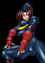 1futa bulge capcom futa_only futanari gloves human intersex juli_(street_fighter) necktie serious_graphics solo solo_futa straight_hair street_fighter street_fighter_alpha_3 tie whip