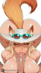1boy 1girl ai_generated ami_han animal_ear_fluff animal_ears artist_name ass bangs blonde_hair breasts completely_nude dark_skin erection explicit eyewear_on_head eyewear_on_headwear fellatio fox_ears fox_girl fox_tail hair_between_eyes hat hetero large_breasts licking licking_penis long_hair looking_at_viewer marvel marvel_comics marvel_rivals nipples nude oral orange_eyes patreon penis pov pov_crotch saliva senpai_pixels simple_background solo_focus sunglasses sweat tail tan tongue tongue_out uncensored veins veiny_penis white_background white_fox_(marvel) white_fox_(marvel_rivals)