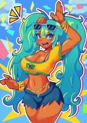 1girls artist_name bikini brazilian brazilian_female brazilian_miku bush collar curvy curvy_figure earrings female female_focus female_only hair_ornament latina long_hair slim_waist tagme tan_body tan_skin tanned tanned_female tanned_skin turquoise_eyes turquoise_hair very_long_hair voluptuous voluptuous_female waving