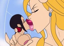 2d 2girls animated big_breasts big_lips black_maria breasts female female_only giantess holding holding_partner kissing loop nekomajinsama nico_robin no_sound one_piece saliva size_difference tagme video yuri