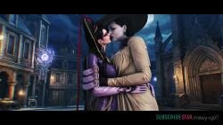 2girls against_wall ai_generated alcina_dimitrescu animated bayonetta bayonetta_(character) capcom clothed_sex crossover edited girls_only google_gemini grok grok_imagine height_difference kissing long_hair mature_female mikey-rg97 passionate_kiss resident_evil_8:_village size_difference sound tagme video yuri