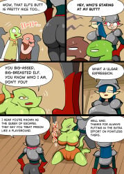 3girls armor ass bluebirdoasis breasts character_request cleavage comic elf female kobold scalie tagme veronica_(bluebirdoasis)