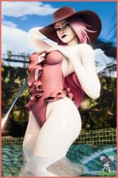 fortnite haze_(fortnite) in_water pool slymyguy solo_female swimsuit tagme