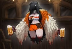 1girls ai_generated alcohol amputee armor beer black_face black_hair bleeding blood blood_drip braid breasts chainmail chainmail_coif claws cloak clothed clothes clothing disembodied_hands feathers female floating_hands ghost ghost_girl glowing_eyes grey_skin hair_over_face hooters hooters_uniform horror horror_(theme) kera_(paigen) large_breasts long_hair monster_girl necrophilia no_arms no_legs obscured_face original original_character paigen pouch sharp_nails shirt shorts undead veins white_eyes