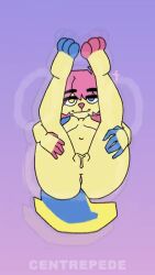 1boy1girl 2026 animated animation_meme anthro anus armpit artist_name ass blue_eyes blue_fur canine canine_humanoid caprine_humanoid centrepede cozy_(character) crouching eyebrows_visible_through_hair falling fangs fondling_own_breast furry goat heterochromia laptop legs_spread multicolored_tail multiple_poses music nude nude_female on_fours original peace_sign pink_hair posing posing_for_the_viewer pussy sky smartphone spaceship spreading_ass stars thick_thighs tongue_out video window yellow_fur