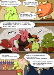2boys 2girls bluebirdoasis breasts cleavage comic female kobold kotek_(bluebirdoasis) male scalie tagme veronica_(bluebirdoasis)