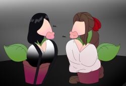 1girls :>= aerith_gainsborough big_breasts big_lips big_lips_no_eyes breasts expansion female female_only final_fantasy fuckplant large_breasts long_lips plant plant_girl potted_plant succplant suck_and_fuck suckplant tifa_lockhart transformation unknown_artist