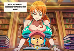 1boy 1boy1girl 1girl 1girls ai_generated big_breasts blush breasts female female_focus furry_male leaning_on_person nami_(one_piece) noberu one_piece orange_hair seductive seductive_body seductive_eyes seductive_gaze seductive_look seductive_smile smaller_male surprised_expression thick tony_tony_chopper