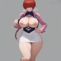 1girls ai_generated big_breasts big_tits breasts_out clothed clothed_female curvy curvy_female grabbing_breasts grabbing_tits king_of_fighters light-skinned_female light_skin long_hair pale-skinned_female pale_skin red_hair shermie_(kof) showing_breasts showing_tits skirt standing thick tits_out voluptuous voluptuous_female