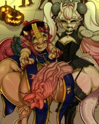 1futa 1girls animal_genitalia ass bent_over big_breasts breasts busty dat_ass dragon dragon_futa dragon_humanoid enormous_breasts fat_ass female fishnets futanari giant_ass giant_breasts gigantic_ass gigantic_breasts ginormous_breasts goodhorny69 goth goth_futa halloween halloween_costume hildra_(goodhorny69) huge_ass huge_breasts huge_thighs hyper_breasts jiangshi_costume large_ass large_breasts massive_breasts plump_thighs small_breasts small_but_hung stockings sushi_(yakisoba_010605) talisman thick_thighs thighs thunder_thighs voluptuous voluptuous_female