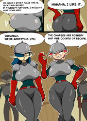 2girls armor ass bluebirdoasis breasts character_request comic elf female tagme
