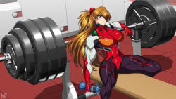 asuka_langley_sohryu breasts hair long_hair neon_genesis_evangelion rentb weights