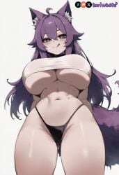 ahoge ai_generated big_boobs big_breasts big_thighs boobies boobs boobs_bigger_than_head breasts breasts_bigger_than_head bursting_breasts crop_top curvaceous curvy curvy_figure digital_media_(artwork) dog_ears dog_girl dog_tail doggirl enormous_breasts enormous_thighs female female_focus from_below gigantic_breasts gigantic_thighs hair_between_eyes hair_flaps highres hips hourglass_figure huge_ass huge_boobs huge_breasts huge_thighs huge_tits humongous_ass humongous_breasts humongous_thighs kemonomimi large_breasts large_thighs legs licking_lips long_hair massive_breasts massive_thighs mature mature_female patreon_username petgirl petite pupils purple_ears purple_eyes purple_hair purple_tail round_breasts self_upload slim_waist smooth_skin thick thick_hips thick_legs thick_thighs thighs thighs_bigger_than_head thong tits tits_bigger_than_head tori toriwoofs underboob voluptuous waist watermark wavy_hair white_pupils white_shirt white_skin white_skinned_female wide_hips wide_thighs wolf_ears wolf_tail woman