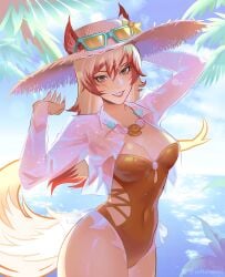 1girls ass ass_focus big_ass female female_only marvel marvel_rivals swimsuit thick_thighs umabun_(artist) white_fox_(marvel) white_fox_(marvel_rivals)