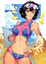 1girls bikini female female_only jubilation_lee jubilee jubilee_(marvel_rivals) marvel marvel_rivals midriff navel thick_thighs yue_(show-ei)