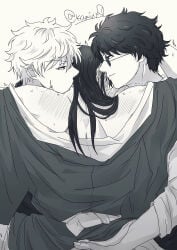 bite_mark bite_marks blush gay gintama gintoki_sakata implied_anal implied_sex kamixx0 katsura_kotarou kimono long-haired_male long_hair looking_at_another male male_only mmm_threesome no_visible_genitalia sakamoto_tatsuma smile sunglasses threesome yaoi