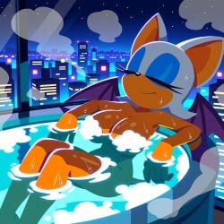 ai_generated anthro bathing mobian mobian_(species) mobian_bat naked naked_female nude nude_female rouge_the_bat sonic_(series) sonic_the_hedgehog_(series)