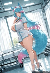 1girl ahri ai_assisted ai_generated animal_ears bangs blue_eyes blue_hair blush breasts cleavage clipboard collared_dress curvaceous curvy curvy_female curvy_figure dress female fox_ears fox_tail full_body hat high_heels huge_breasts long_hair looking_at_viewer miyuai multicolored_hair nurse nurse_cap short_dress short_sleeves silvervale smile solo standing syringe tail thick thick_ass thick_butt thick_hips thick_legs thick_thighs thighs two-tone_hair virtual_youtuber voluptuous voluptuous_female vtuber wide_hips wide_thighs