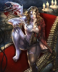 alternate_ending anna_valerious bad_end big_breasts blue_eyes brown_hair corrupted_female corruption evil_smile fangs madowl-superfuzz mature_female red_eyes sexy_body sexy_female sharp_teeth smile transformation vampire vampire_girl vampire_teeth van_helsing_(2004)